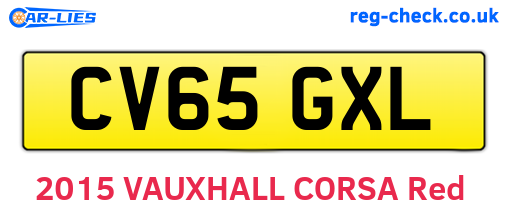 CV65GXL are the vehicle registration plates.