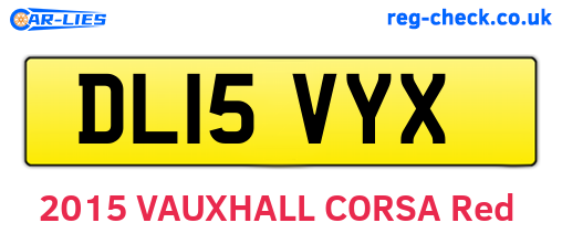 DL15VYX are the vehicle registration plates.