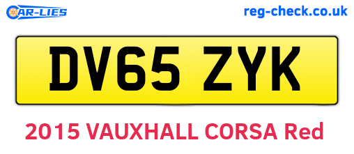 DV65ZYK are the vehicle registration plates.