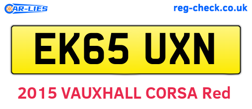 EK65UXN are the vehicle registration plates.