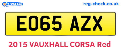 EO65AZX are the vehicle registration plates.