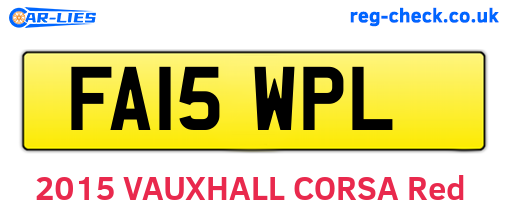 FA15WPL are the vehicle registration plates.