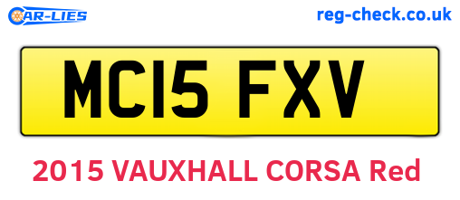 MC15FXV are the vehicle registration plates.