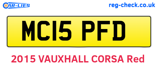 MC15PFD are the vehicle registration plates.