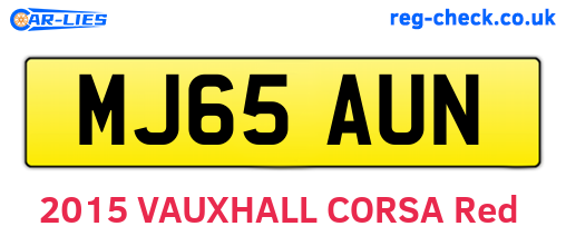 MJ65AUN are the vehicle registration plates.