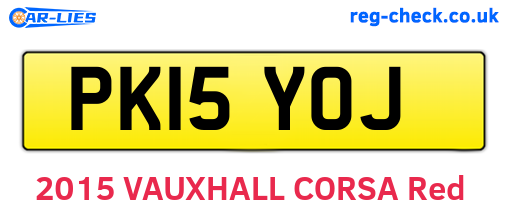 PK15YOJ are the vehicle registration plates.
