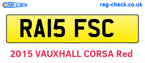 RA15FSC are the vehicle registration plates.