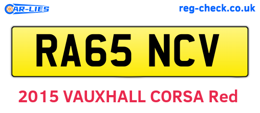 RA65NCV are the vehicle registration plates.