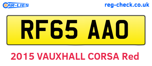 RF65AAO are the vehicle registration plates.
