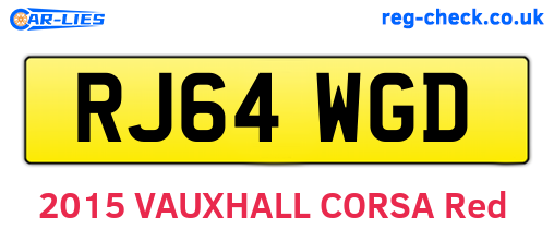 RJ64WGD are the vehicle registration plates.