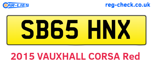 SB65HNX are the vehicle registration plates.