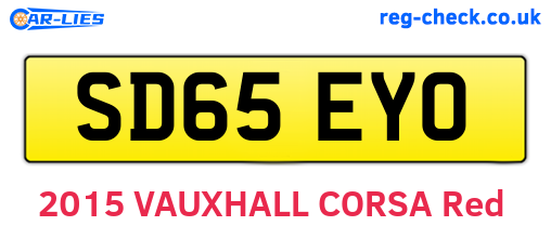 SD65EYO are the vehicle registration plates.