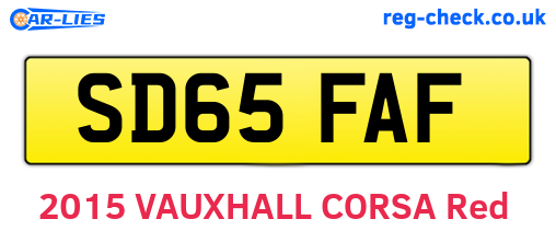 SD65FAF are the vehicle registration plates.