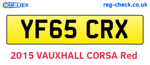 YF65CRX are the vehicle registration plates.