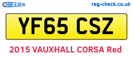 YF65CSZ are the vehicle registration plates.