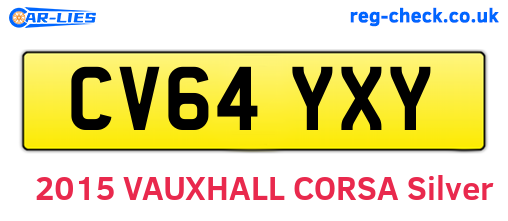CV64YXY are the vehicle registration plates.