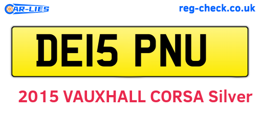 DE15PNU are the vehicle registration plates.