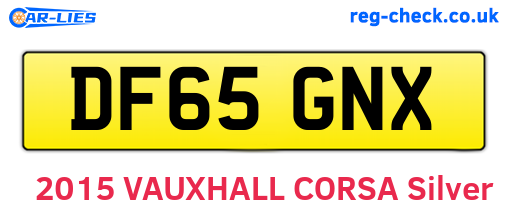 DF65GNX are the vehicle registration plates.