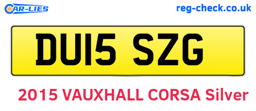 DU15SZG are the vehicle registration plates.