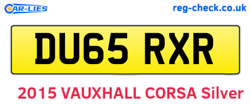 DU65RXR are the vehicle registration plates.