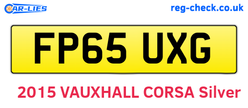 FP65UXG are the vehicle registration plates.