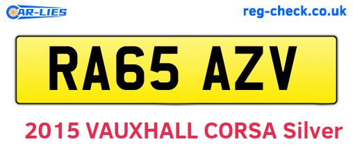 RA65AZV are the vehicle registration plates.
