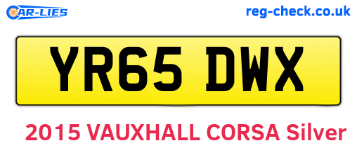 YR65DWX are the vehicle registration plates.
