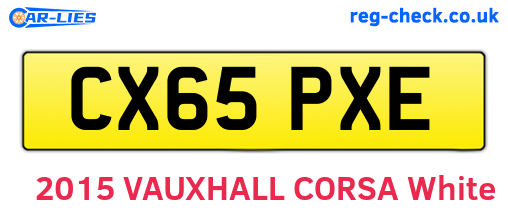CX65PXE are the vehicle registration plates.