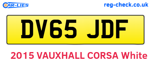DV65JDF are the vehicle registration plates.