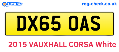 DX65OAS are the vehicle registration plates.