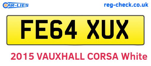 FE64XUX are the vehicle registration plates.