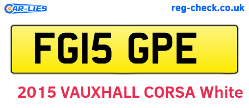 FG15GPE are the vehicle registration plates.
