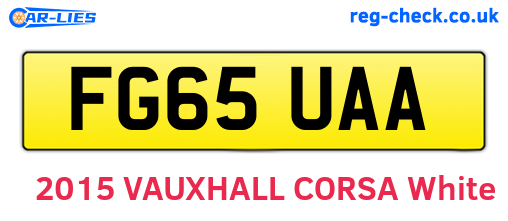 FG65UAA are the vehicle registration plates.