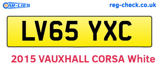 LV65YXC are the vehicle registration plates.