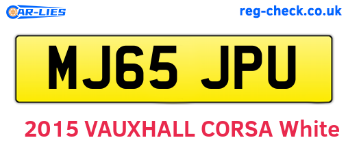 MJ65JPU are the vehicle registration plates.