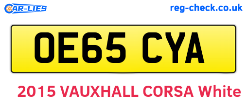 OE65CYA are the vehicle registration plates.
