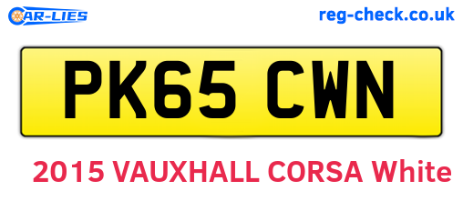 PK65CWN are the vehicle registration plates.