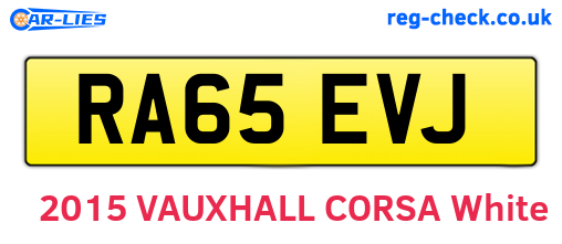 RA65EVJ are the vehicle registration plates.