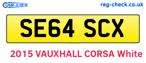 SE64SCX are the vehicle registration plates.