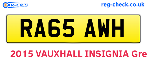 RA65AWH are the vehicle registration plates.