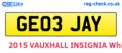 GE03JAY are the vehicle registration plates.