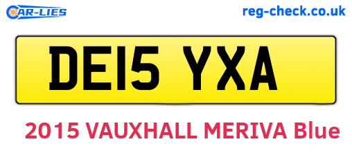 DE15YXA are the vehicle registration plates.