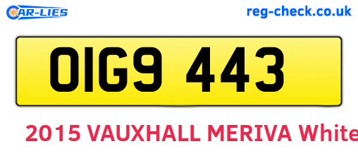 OIG9443 are the vehicle registration plates.