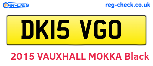 DK15VGO are the vehicle registration plates.