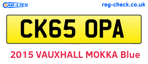 CK65OPA are the vehicle registration plates.