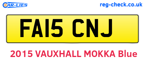 FA15CNJ are the vehicle registration plates.