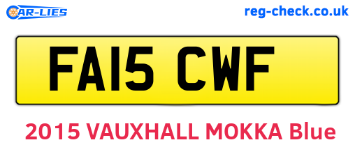 FA15CWF are the vehicle registration plates.