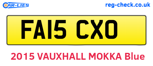 FA15CXO are the vehicle registration plates.