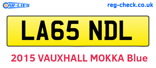 LA65NDL are the vehicle registration plates.