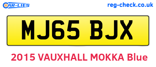 MJ65BJX are the vehicle registration plates.